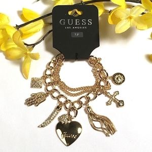 𝅺3/$29! GUESS Charm Bracelet Heart, Tassel, Cross